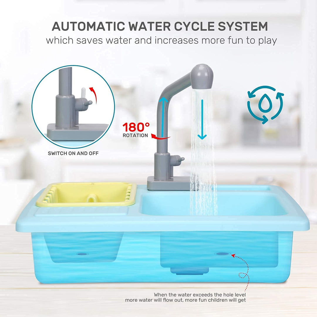 Heat Sensitive Electric Dishwasher Toy with Running Water for Kids