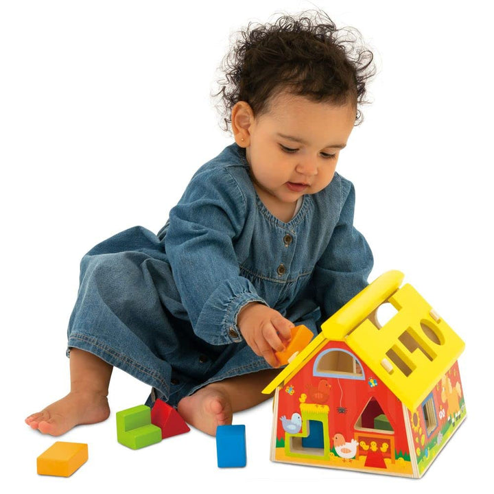 Galt Toys Post and Play Barn, Wooden Shape Sorter