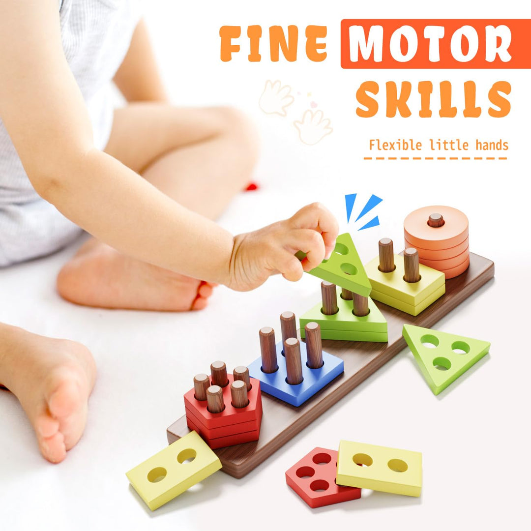 Toys for 1 2 Year Old Boy and Girl, Shape Sorter Wooden Toys