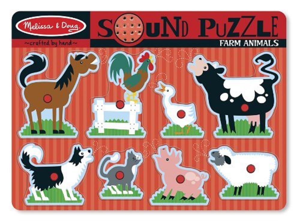 Melissa & Doug Farm Animals Sound Kids Wooden Puzzles