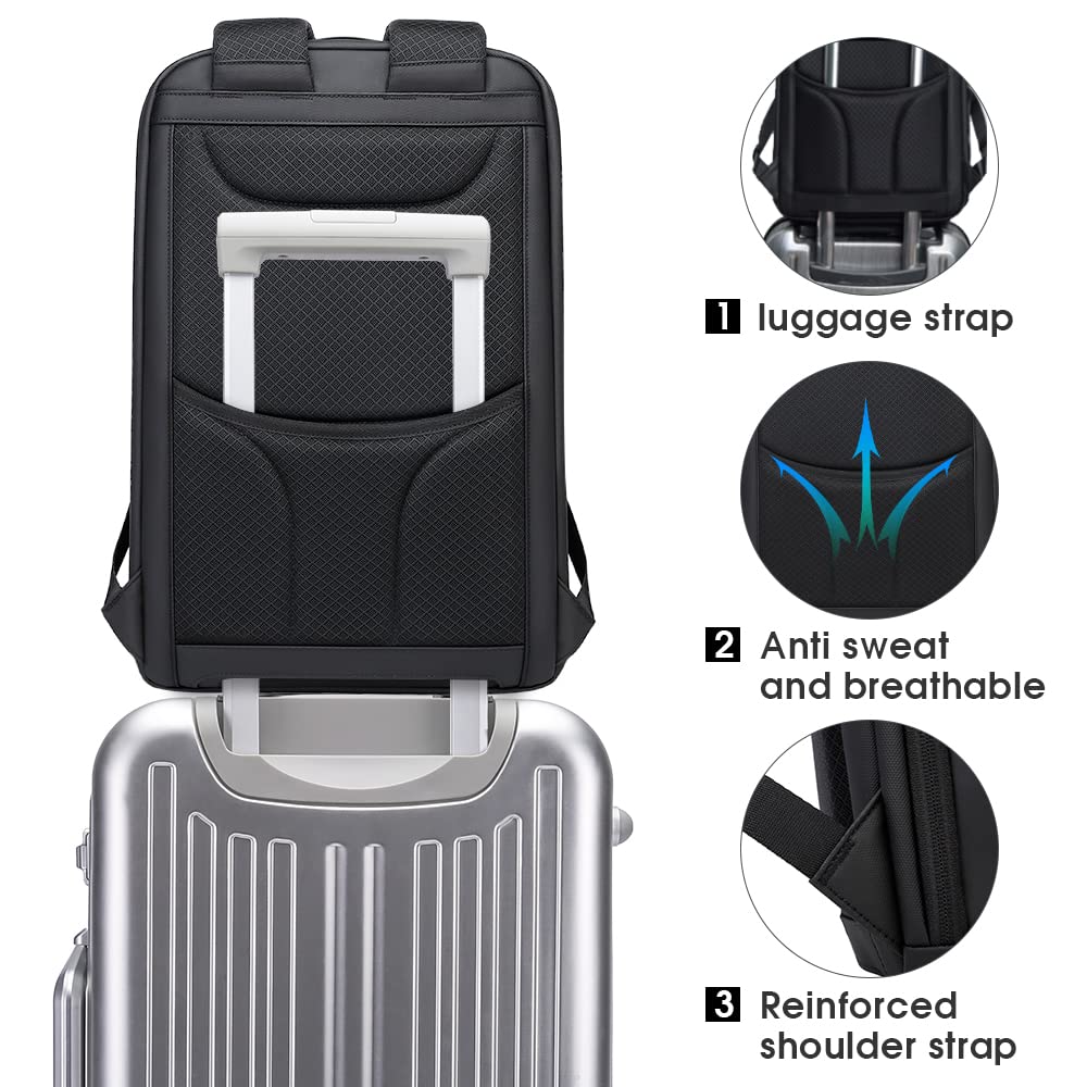 Black Waterproof Laptop Backpack with USB Port