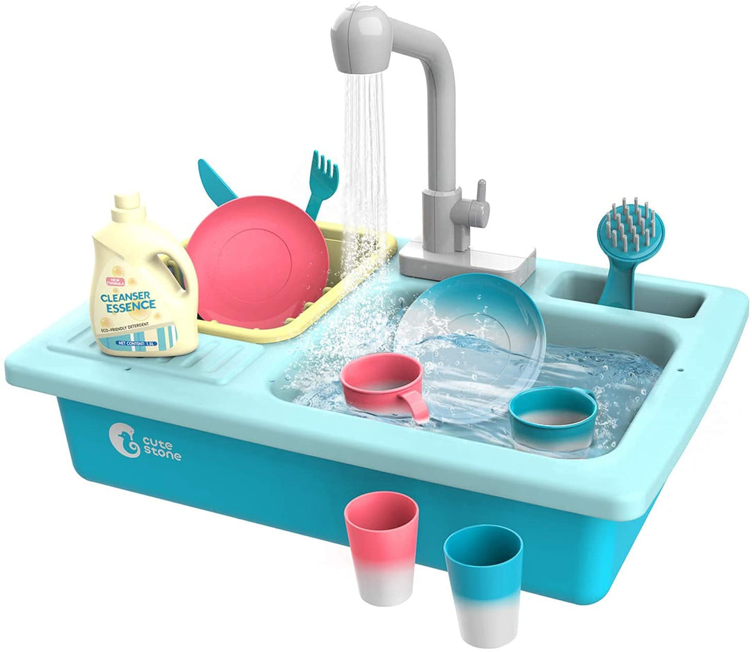 Heat Sensitive Electric Dishwasher Toy with Running Water for Kids