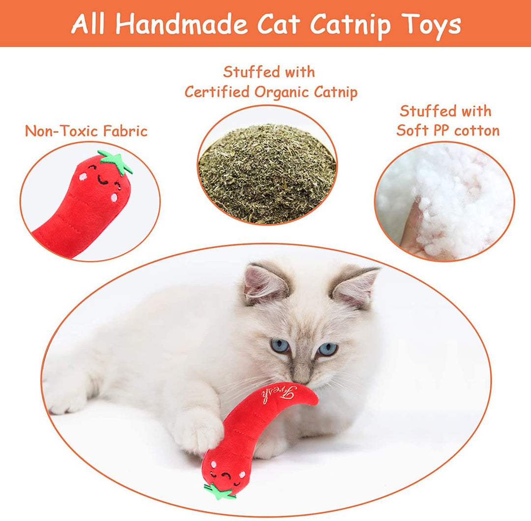 Everpwr Catnip Toys for Cats Chew Toy - 5PCS Cat Toys for Plush Scratch Playing Chewing Teeth Cleaning- Interactive Cat Catnip Toy