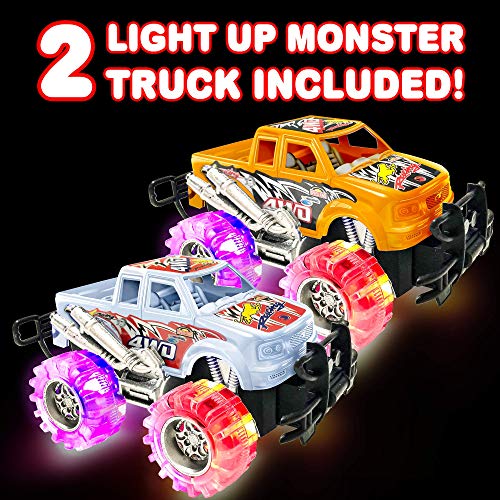 ArtCreativity Orange and White Light Up Monster Truck Set for Boys and Girls