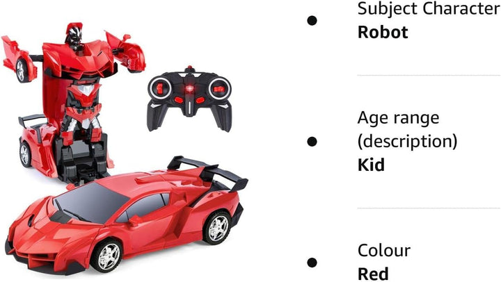 Yellcetoy Transform Toys Remote Control Car, RC Robot Car with Hand Gesture Sening LED Light Music & Sound Effect, 2.4Ghz Transforming Car with Batteries, Gifts for Kids Boys Age 3-10 Red