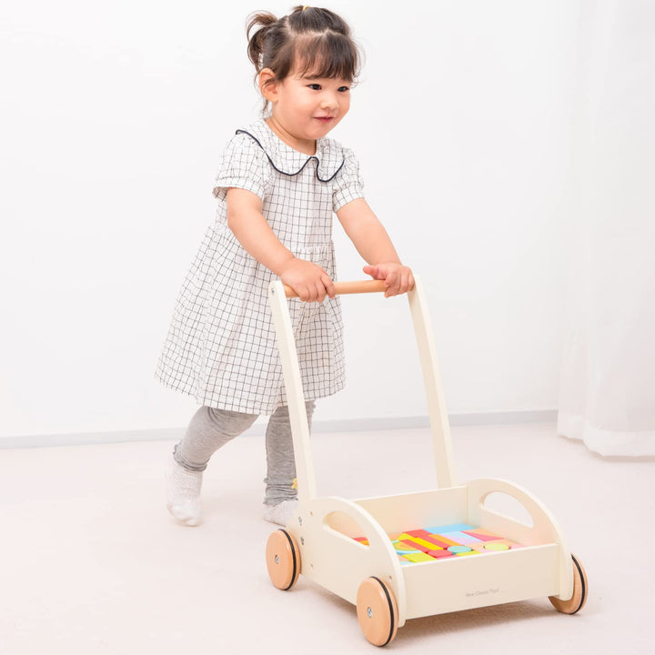 New Classic Toys 11320 Wooden Baby Walker with Blocks, Multi