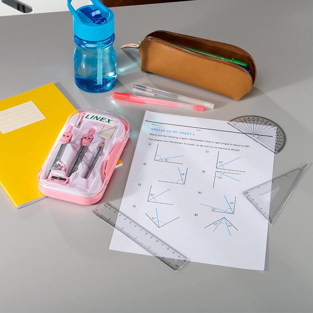 10-Piece Pink Geometry Set for Exams