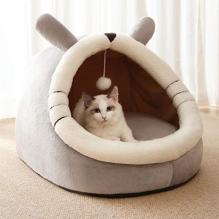 Cat Beds for Indoor Cats, Cat House with Hanging teaser toy, 2 in 1 Cat cave for playing and sleeping, Pet Bed suitable for Cats and Small Dogs