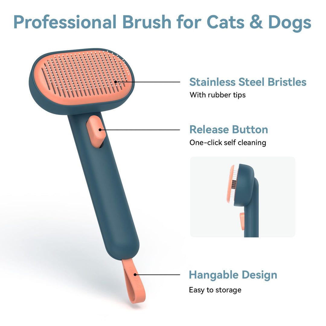 aumuca Cat Brush, Self Cleaning Cat Grooming Brush with Front Release Button, Cat Brushes for Grooming to Remove Loose Fur