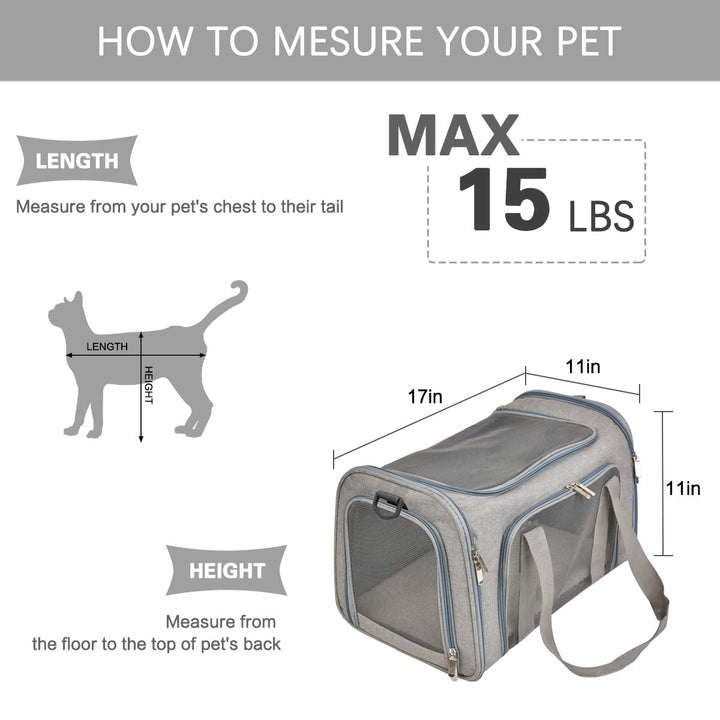 Qlfyuu Cat, Dog Carrier Portable, Soft Sided, Medium Small Airline Approved, Foldable Bunny Puppy Carrier up to 15lbs