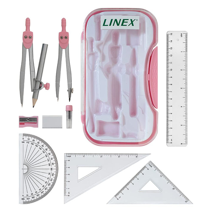 10-Piece Pink Geometry Set for Exams