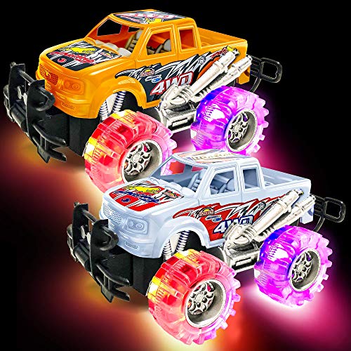 ArtCreativity Orange and White Light Up Monster Truck Set for Boys and Girls