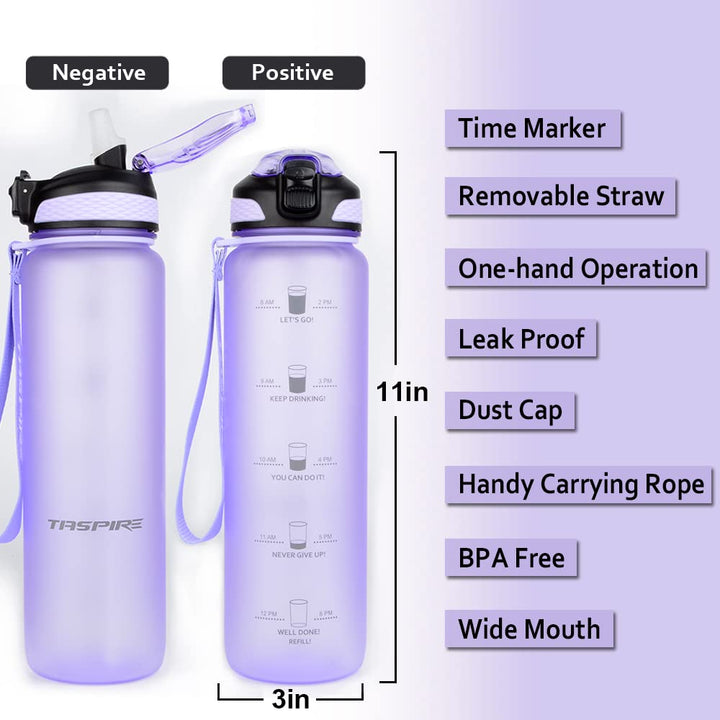 Light Purple 1L Time-Marked Water Bottle