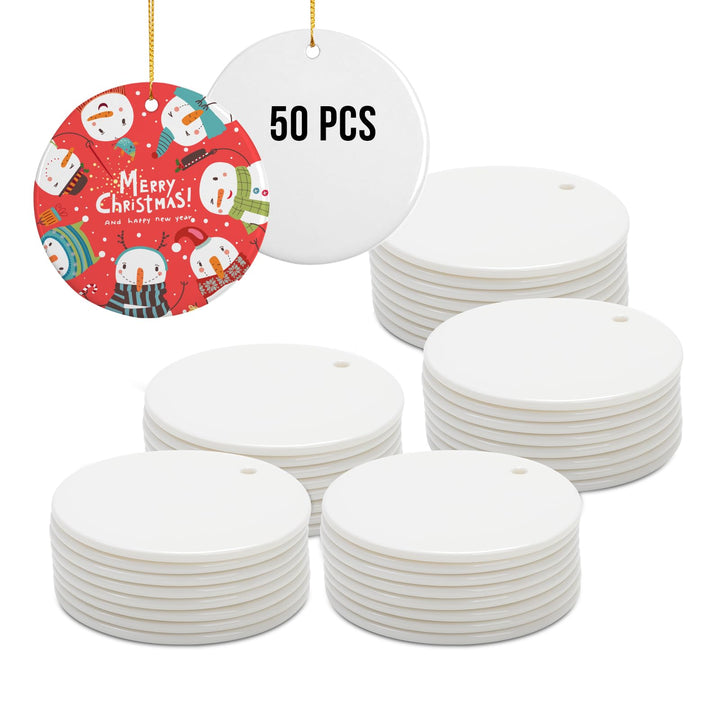 25-50 PCS 2.75" Blank Ceramic Ornaments