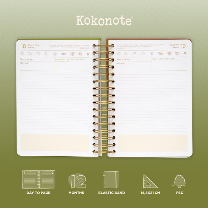 Kokonote A5 Academic Diary 2022-2023 | Day-to-Page Layout