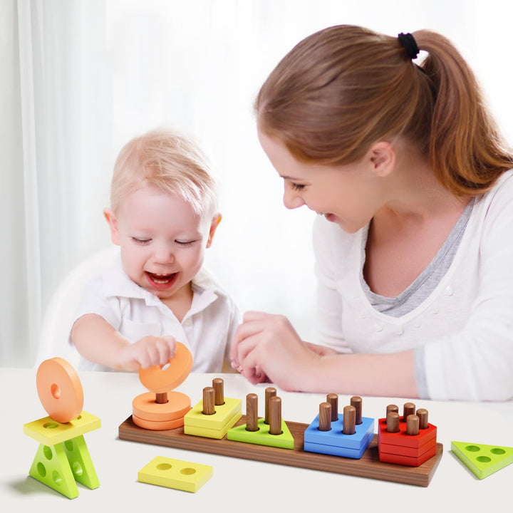 Toys for 1 2 Year Old Boy and Girl, Shape Sorter Wooden Toys