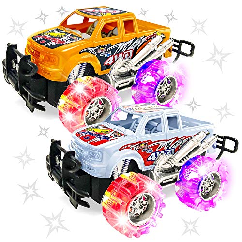 ArtCreativity Orange and White Light Up Monster Truck Set for Boys and Girls