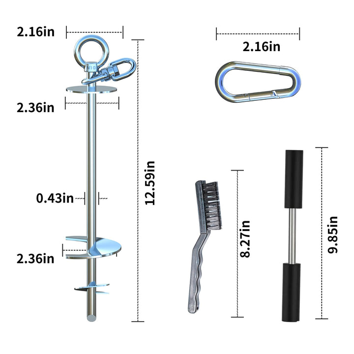 TOPKNOT Dog Tie Out Stake,Heavy Duty Dog Run-304 Stainless Steel Stake,360° Swivel Dog Runner for Yard