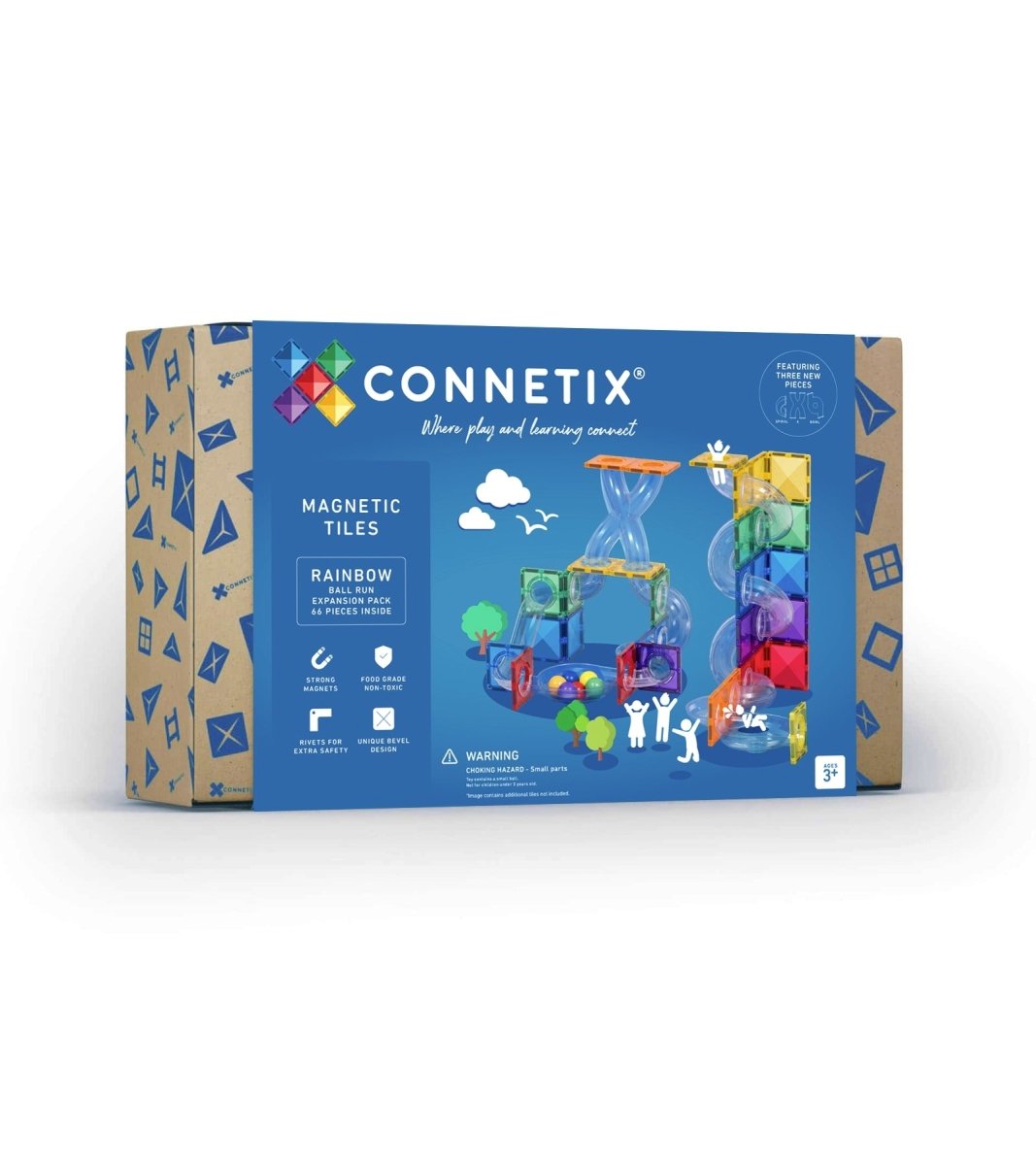 Connetix Magnetic Tiles Rainbow Ball Run Expansion Pack 66 Piece – Magnetic Tiles for children, available at Learning Bugs UK