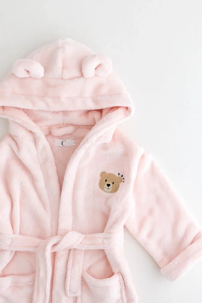 COZY Bear Hooded Dressing Gown Bear Ears - Pink – Bathrobes & Towels for children, available at Learning Bugs UK