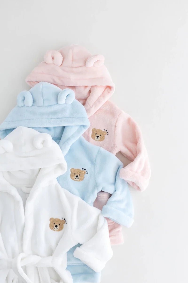 COZY Bear Hooded Dressing Gown Bear Ears - White – Bathrobes & Towels for children, available at Learning Bugs UK