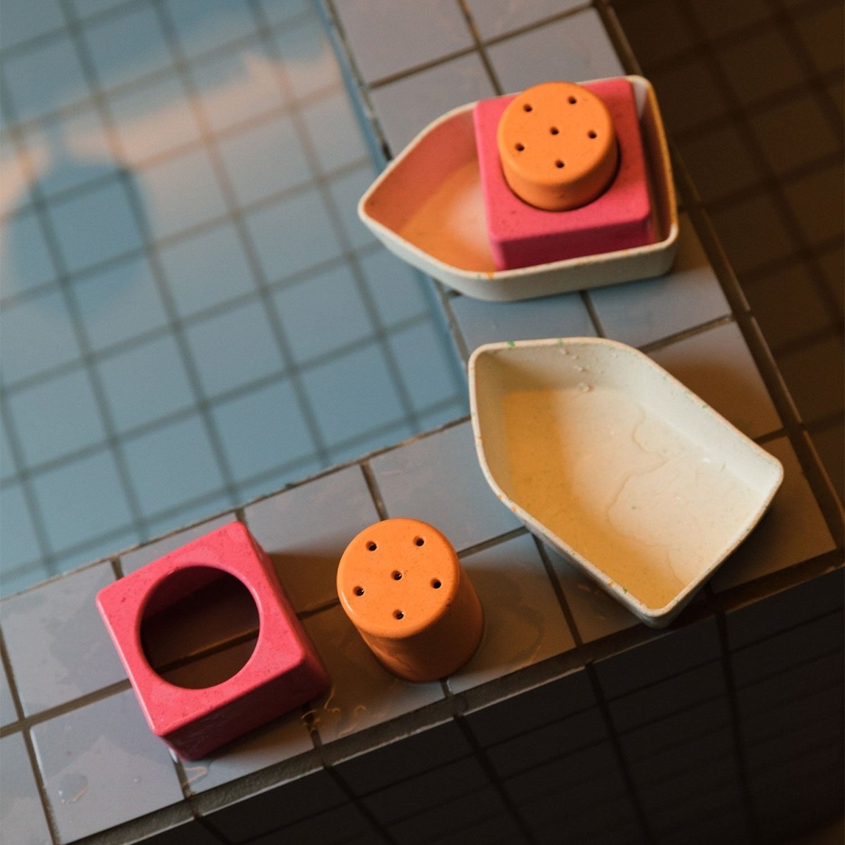 Oli & Carol Upcycled Boat Bath Toy Orange – Bath Toys for children, available at Learning Bugs UK