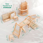 Goodevas 6in1 Montessori Climbing Frame with Slide, Net & Art Board – 6in1 Playsets for children, available at Learning Bugs UK