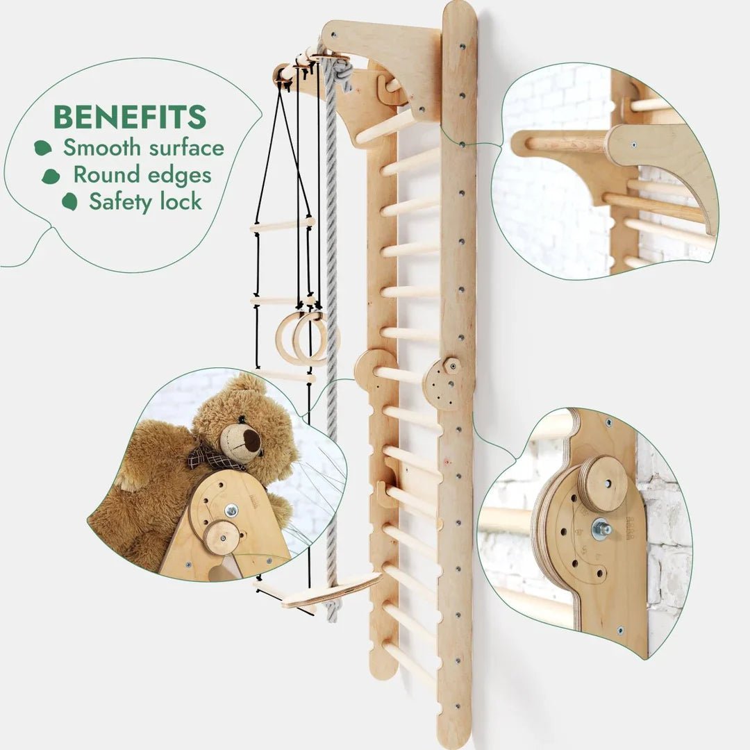 Goodevas 6 in 1 Swedish Wall Climbing Set – Swedish wall for children, available at Learning Bugs UK