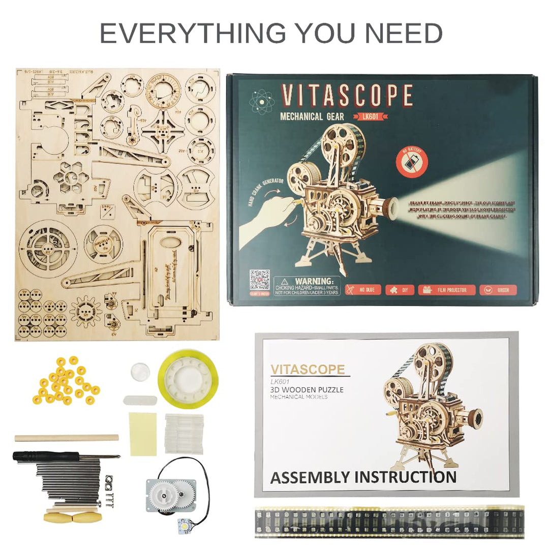 ROBOTIME Vitascope Wooden Model Kits 3D Puzzle for Adults to Build Laser Cut Jigsaw