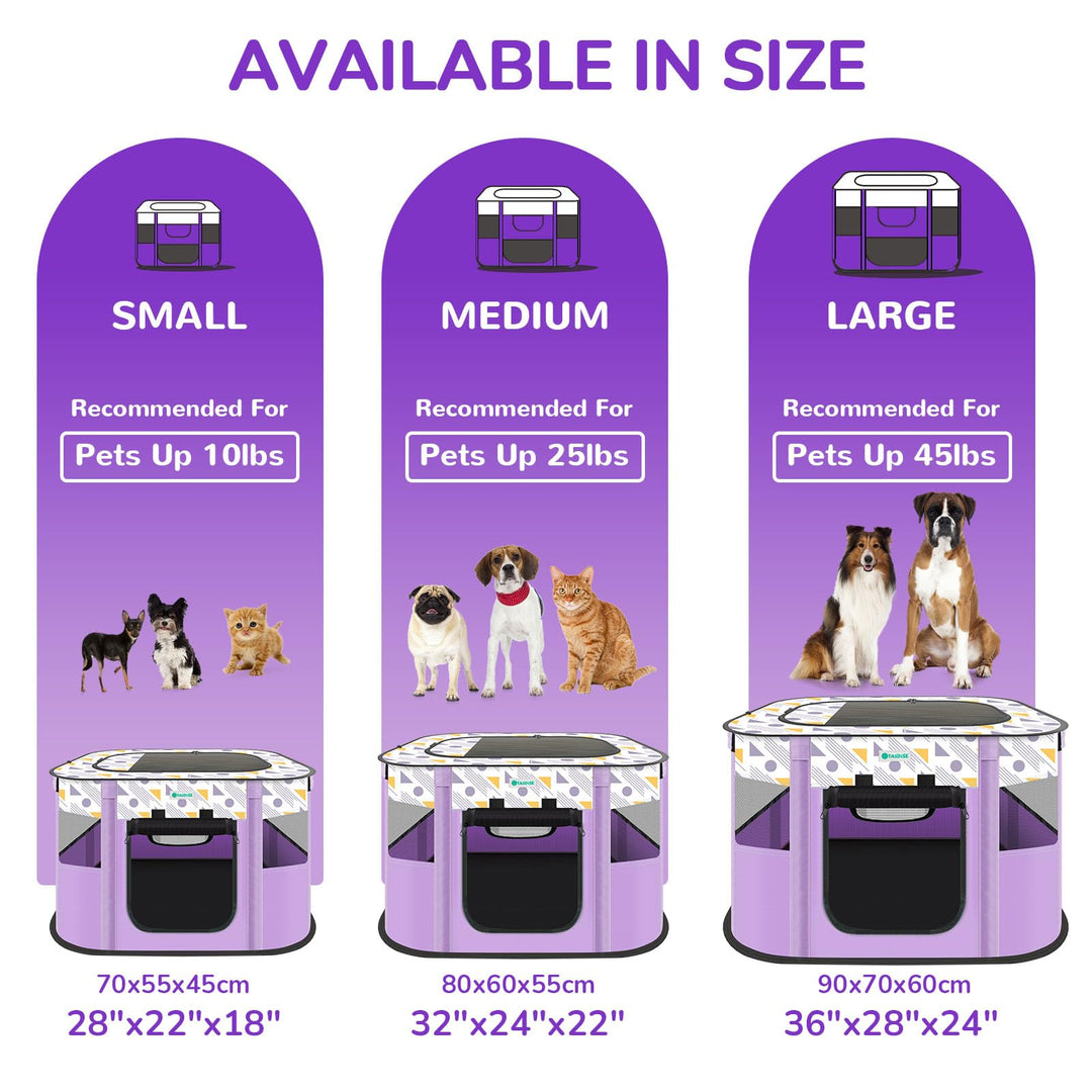 TASDISE Portable Dog playpen Foldable Pet playpen Puppy Exercise Kennel Tent For Puppies Dogs Cats Rabbits, For Indoor Outdoor Travel Camping Use with Free Carrying Case (Purple, Medium(32"x24"x22"))