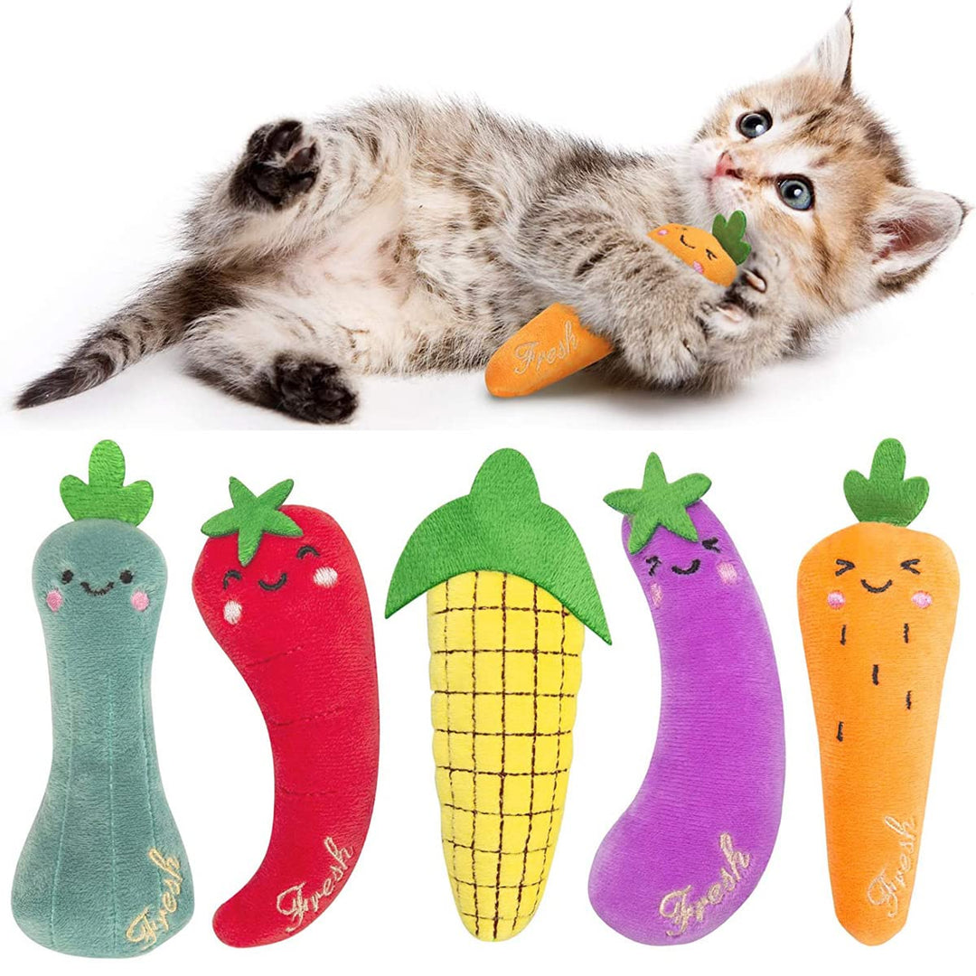 Everpwr Catnip Toys for Cats Chew Toy - 5PCS Cat Toys for Plush Scratch Playing Chewing Teeth Cleaning- Interactive Cat Catnip Toy