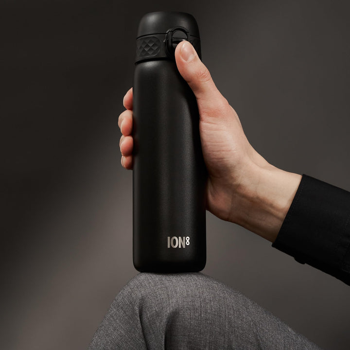 Black 600ml Leak-Proof Steel Water Bottle