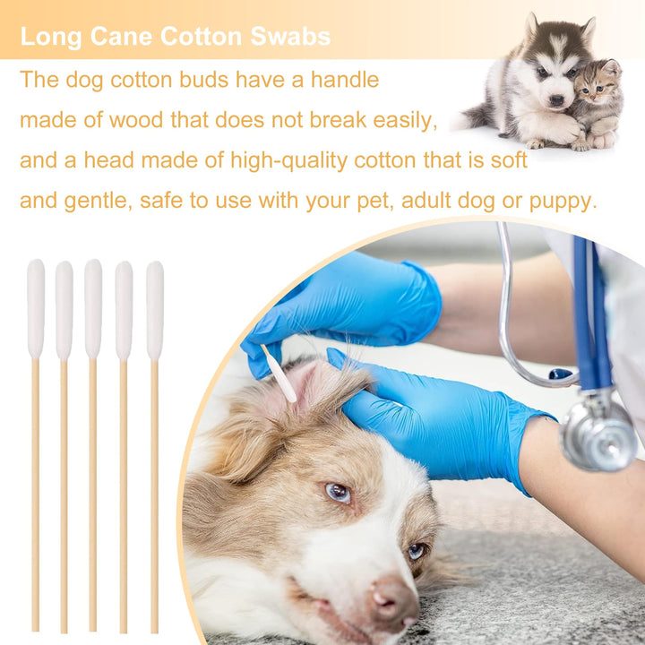 200 Pieces Dogs Ear Cleaning Swabs,Large Cotton Buds Animal Ear Cleaning Cotton Swab Sticks Remover Itchy,Animal Ear Cleaner Big Cotton Swab Sticks Cotton Buds for Cat Dog Ear Wax Infection Removal