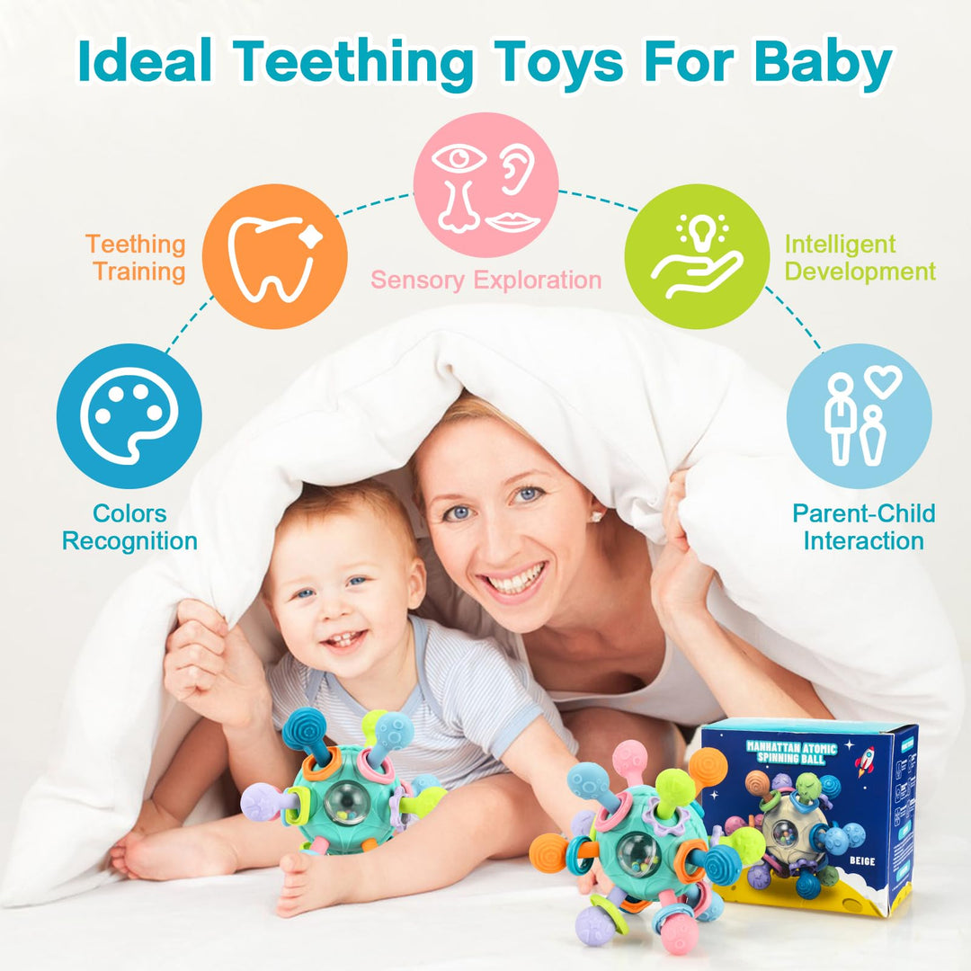 Baby Teething Toys 0-6 6-12 Months, Montessori Teether Toys for Babies 0 3 6 9 12 18 Months, Newborn Teether Rattle Chew Toys Gifts for 1 2 Year Old Boys Girls, Learning Developmental Sensory Ball