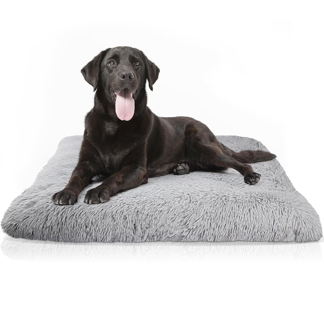 Honsaifau Dog Bed for Large Dogs: Washable Soft Dog Crate Mattress Mat - L 91x58x11 cm Fluffy Comfortable Dog Beds Pad Cushion Grey