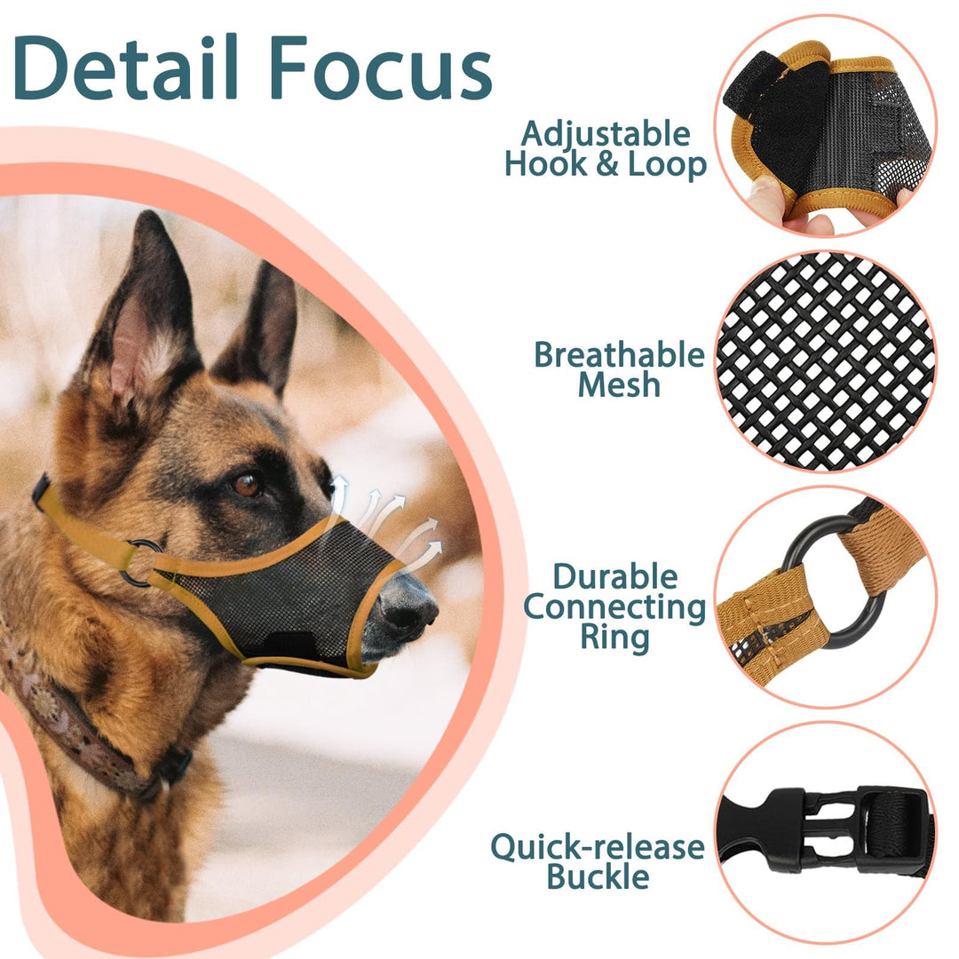 LUCKYPAW Dog Muzzle, Mesh Dog Muzzle for Large Medium Small Dogs, Soft Muzzles for Biting Chewing Certain Barking