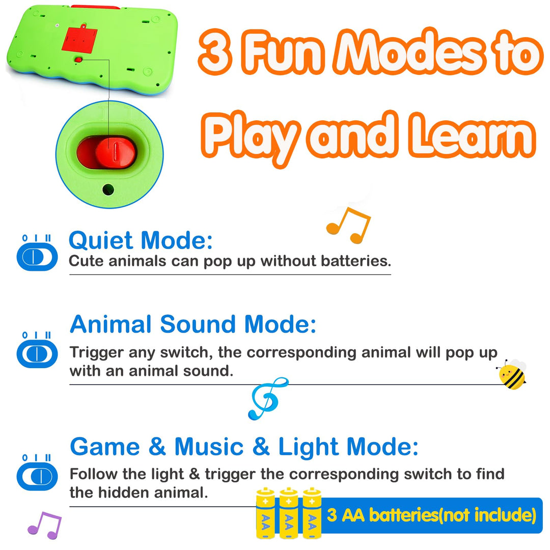 Interactive Pop up Animal Toys with Music & Light