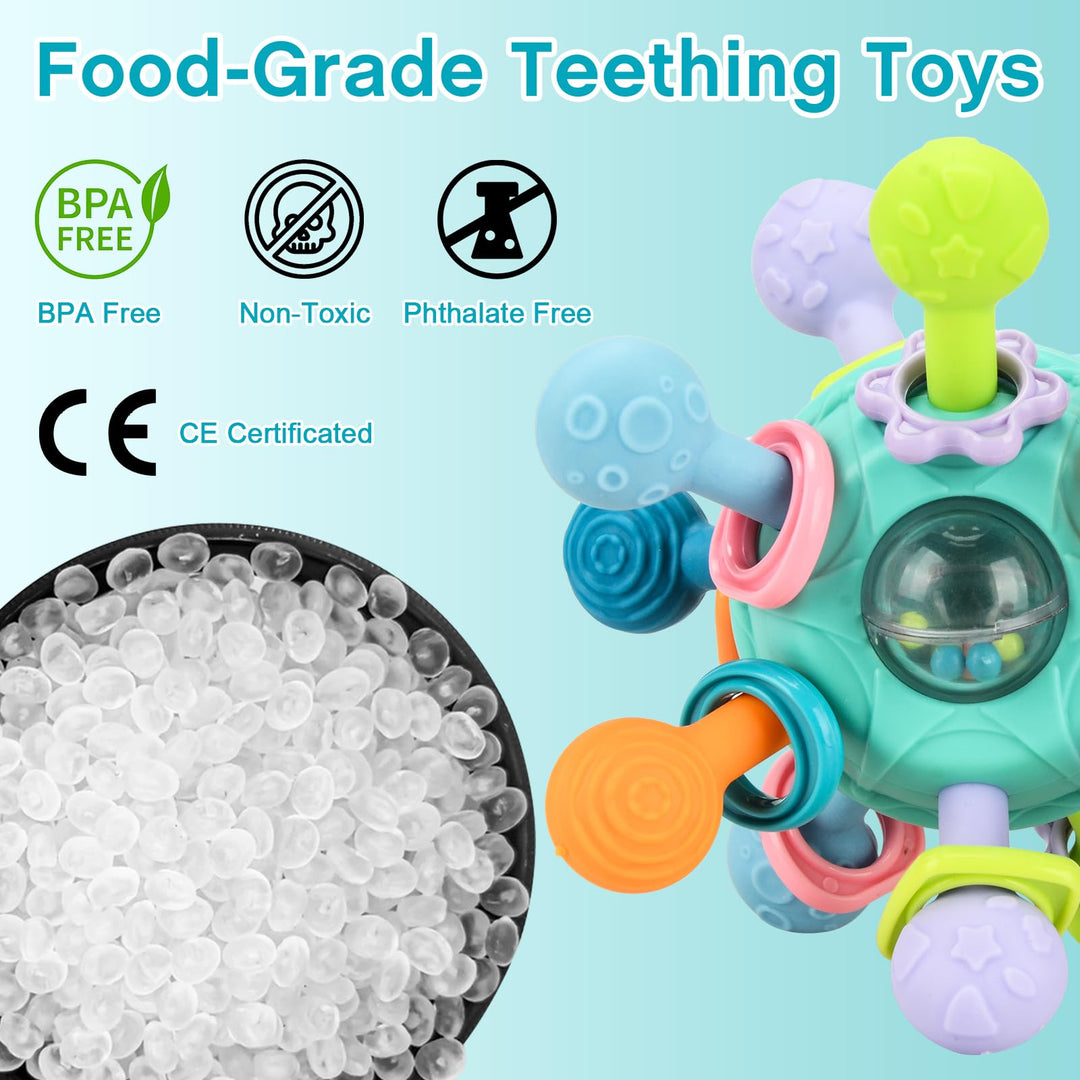 Baby Teething Toys 0-6 6-12 Months, Montessori Teether Toys for Babies 0 3 6 9 12 18 Months, Newborn Teether Rattle Chew Toys Gifts for 1 2 Year Old Boys Girls, Learning Developmental Sensory Ball