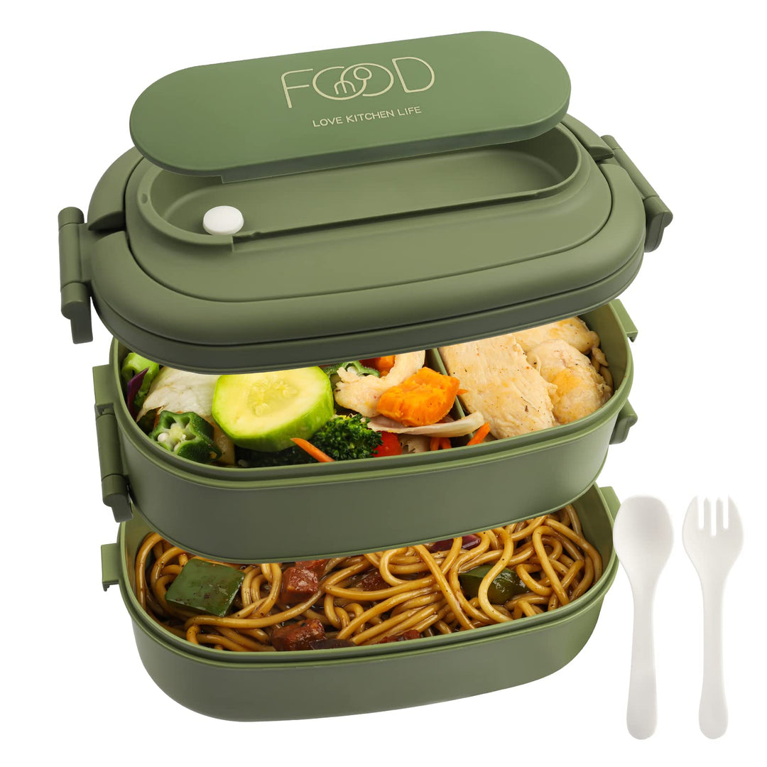 1550ml 2-Layer Bento Box with Cutlery Set