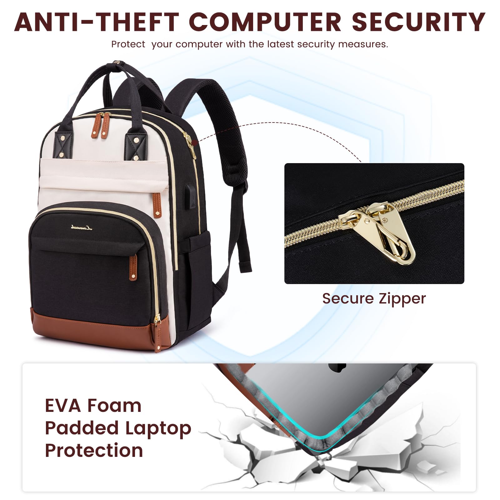 17 Inch Anti Theft Waterproof Laptop Backpack for Women Learningbugs
