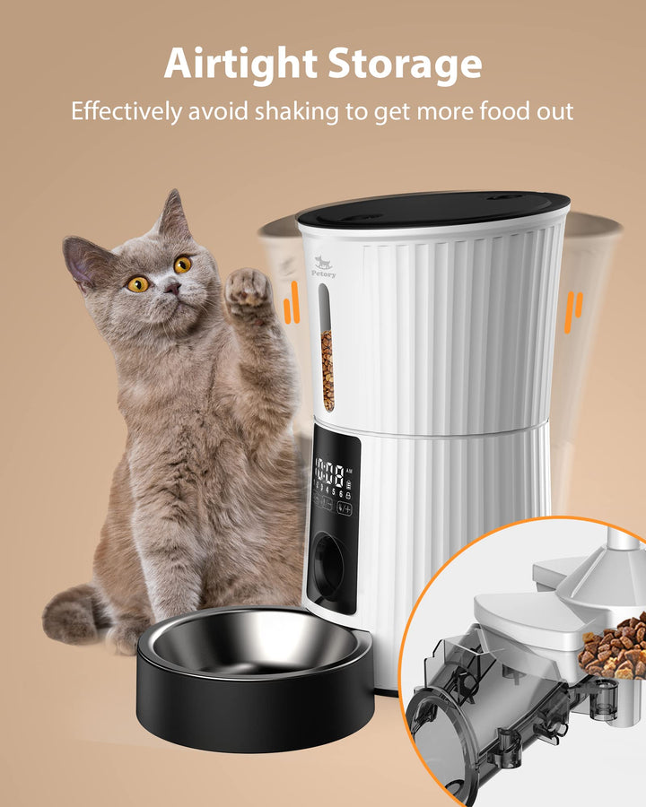 Petory Timed Automatic Cat Feeders - 4L Programable Dry Food Dispenser for Cats and Small Medium Dogs