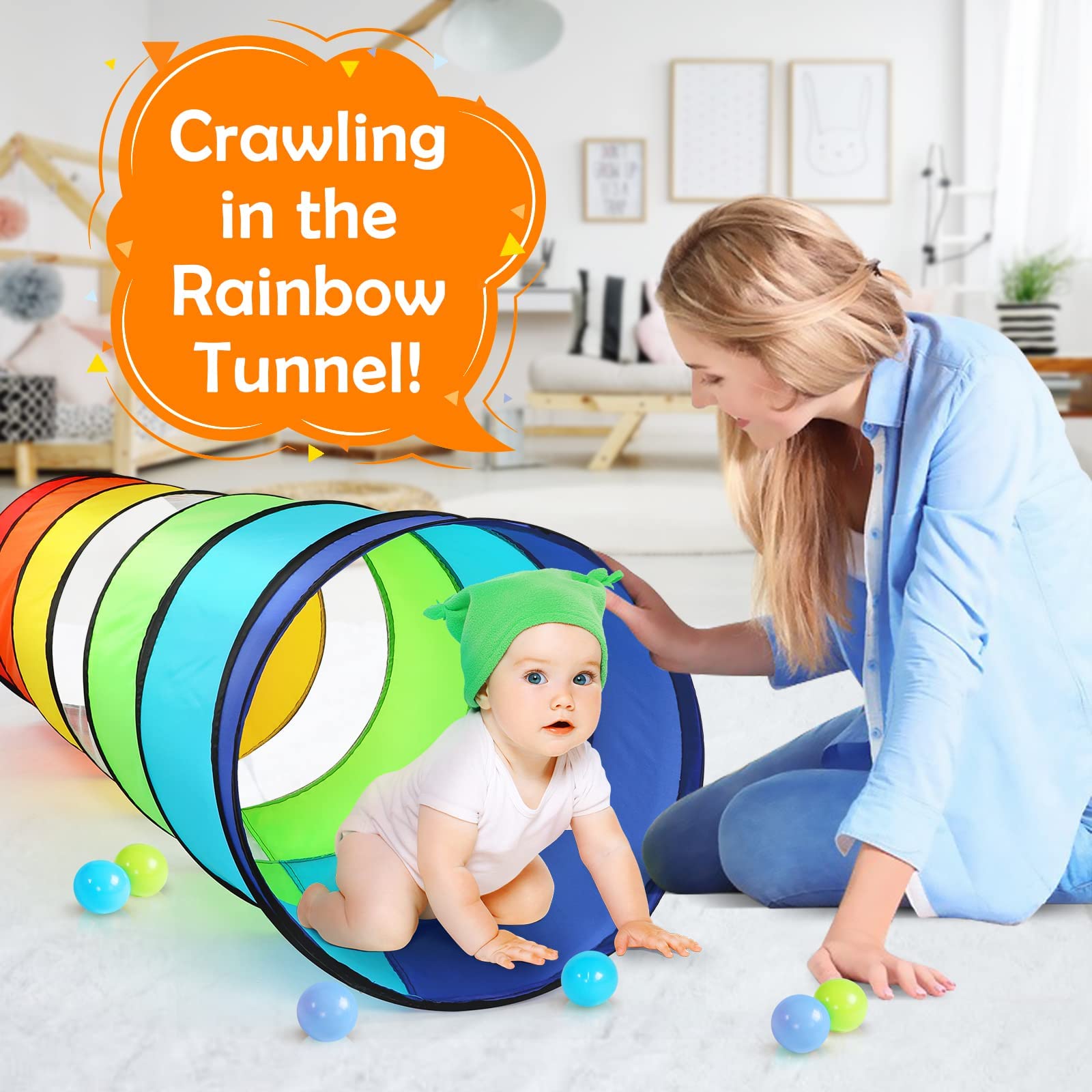 Sanobear Kids Play Tunnel Tent for Toddler 6 ft Pop Up Crawl Toy Baby Learningbugs