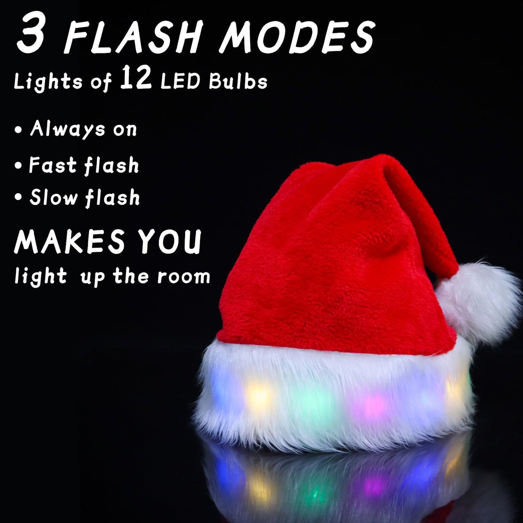 LED Santa Hat – Unisex Christmas Party Hat with Lights