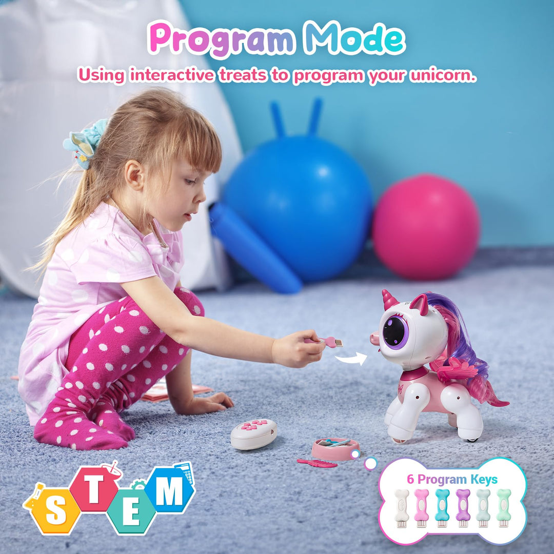 SGILE Unicorn Toy for Girls Robot Pet for Kids age 3 4 5 6 7 8 Years with Music Dance and Gesture Sense Control