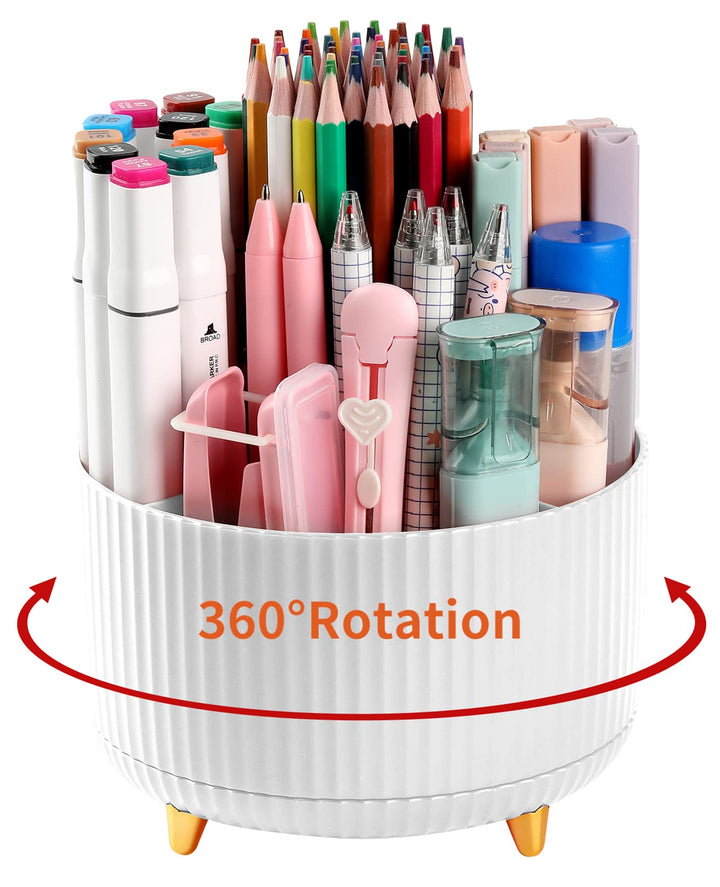 360° Rotating 5-Slot Pencil Pen Holder – Desk Organizer