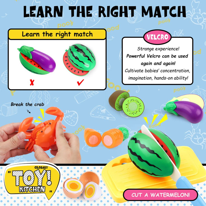 Kitchen Pretend, Role Play Cutting Fruit and Food Toys