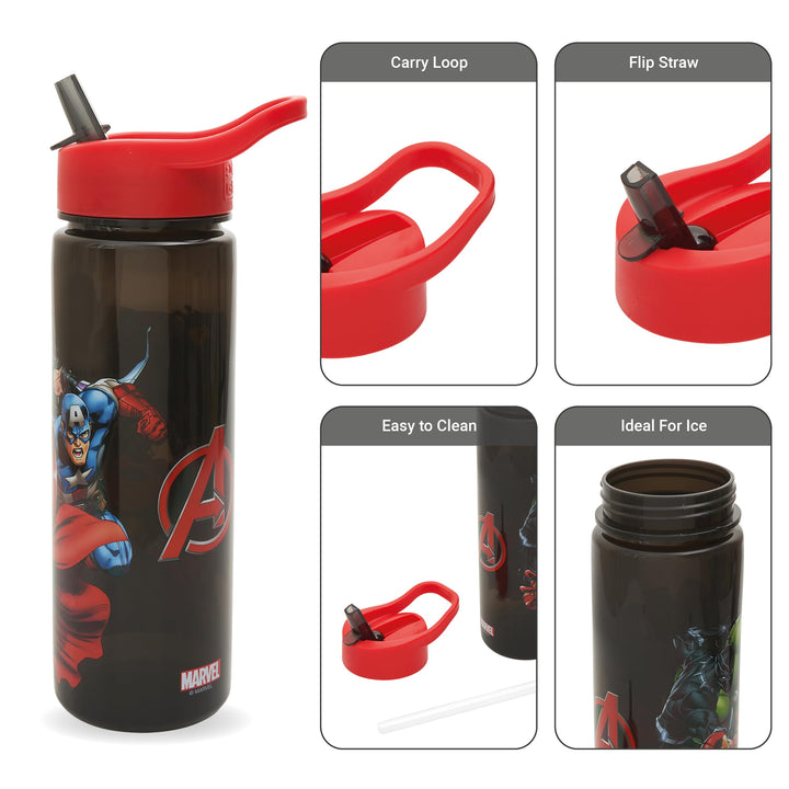 Avengers Flip Straw Water Bottle