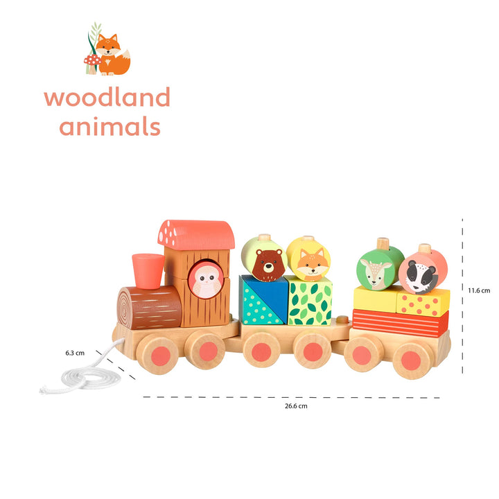 Woodland Animals Wooden Train Pull Along Toy