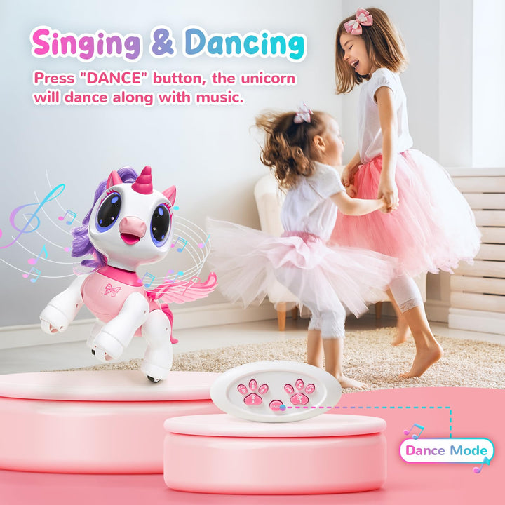 SGILE Unicorn Toy for Girls Robot Pet for Kids age 3 4 5 6 7 8 Years with Music Dance and Gesture Sense Control