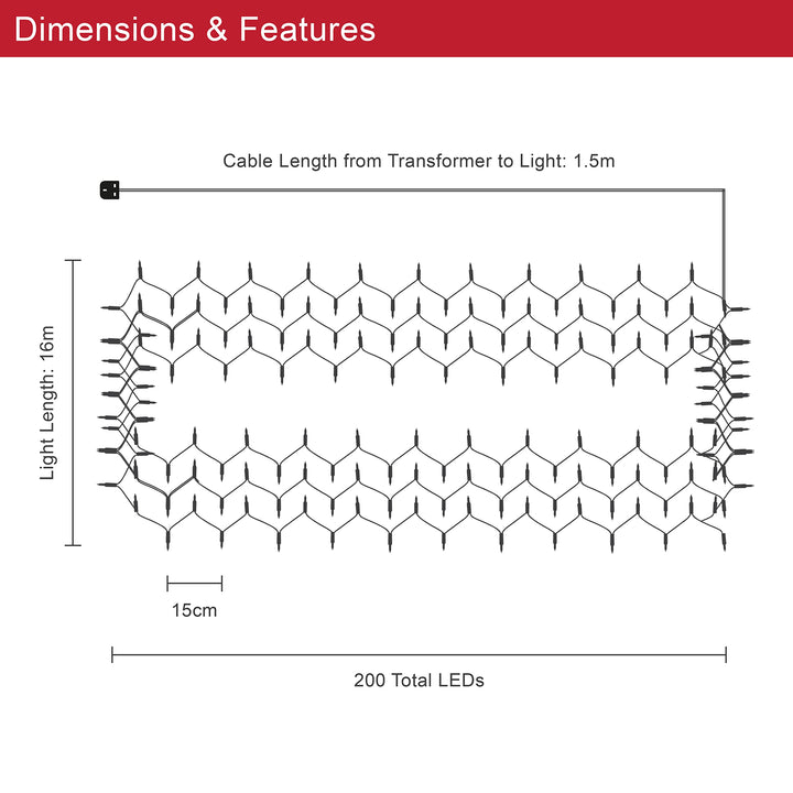 200 Multi-Coloured Christmas Fairy Lights